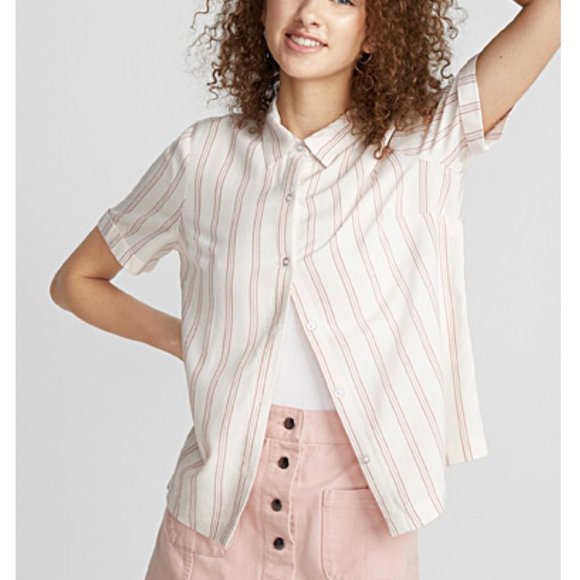 TWIK M Loose Striped Short Sleeve Buttoned Shirt - Picture 12 of 12